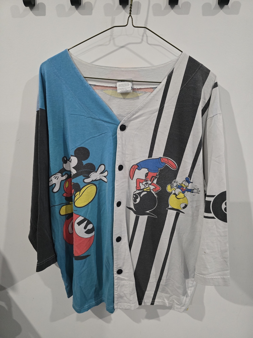 Vintage Mickey Mouse Disney Billiards Baseball Button Up Jersey Shirt M